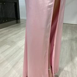 NEW ARRIVALS Honey Couture MILEE Baby Pink Low Back Mermaid Leg Split Dress