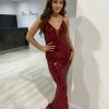 Honey Couture GENENE Burgundy Thin Strap Sequin Formal Dress NEW ARRIVALS 1 Honey Couture GENENE Burgundy Thin Strap Sequin Formal Dress NEW ARRIVALS