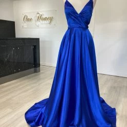 Honey Couture Made To Your Measurements Honey Couture TAHLIA Satin Full Skirt Formal Dress