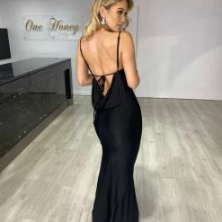 Honey Couture HARLOW Black Cowl Neck Formal Dress NEW ARRIVALS