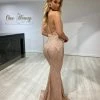 NEW ARRIVALS Honey Couture HYRA Pink & Gold Halter Glitter Formal Dress