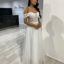 Honey Couture DEJA White Lace Applique Corset Ballgown NEW ARRIVALS