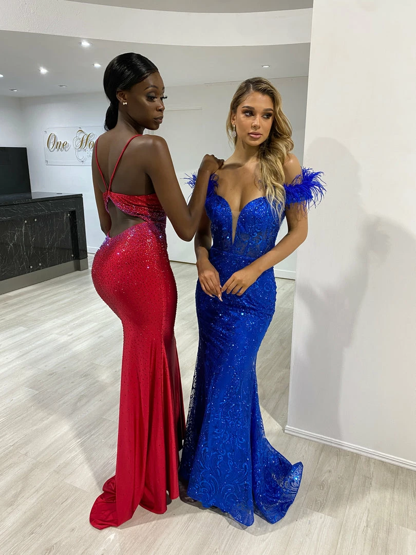 Honey Couture DRAMAH Royal Blue Sequin Feather Corset Mermaid Formal Gown Dress NEW ARRIVALS 4 Honey Couture DRAMAH Royal Blue Sequin Feather Corset Mermaid Formal Gown Dress NEW ARRIVALS