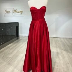 Honey Couture Made To Your Measurements Honey Couture TORI Strapless Bustier Bridal Satin Formal Dress NEW ARRIVALS