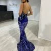 NEW ARRIVALS Honey Couture HADIES Black Blue Multicolour Open Back Mermaid Formal Dress