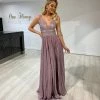 Honey Couture ANYA Blush Pink Shimmer A Line Formal Gown Dress