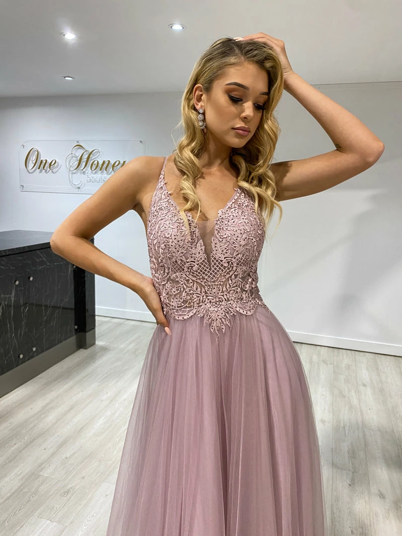 Honey Couture INEZ Blush Pink Tulle Lace Gown Formal Dress NEW ARRIVALS 4 Honey Couture INEZ Blush Pink Tulle Lace Gown Formal Dress NEW ARRIVALS