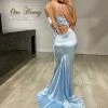 Honey Couture IMOGEN Baby Blue Low Back Mermaid Formal Dress NEW ARRIVALS