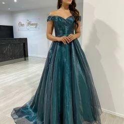Honey Couture SARIA Emerald Green Shimmer Ballgown Formal Dress NEW ARRIVALS