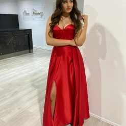 Honey Couture Made To Your Measurements Honey Couture TORI Strapless Bustier Bridal Satin Formal Dress NEW ARRIVALS