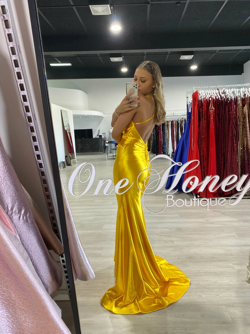 NEW ARRIVALS Honey Couture COCO Yellow Low Back Bum Ruching Mermaid Formal Dress 7 NEW ARRIVALS Honey Couture COCO Yellow Low Back Bum Ruching Mermaid Formal Dress