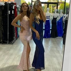 Honey Couture SHAYE Navy Blue Sequin Dress NEW ARRIVALS