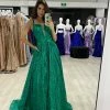 NEW ARRIVALS Honey Couture GRETCHEN Green Glitter Ball Gown Formal Dress