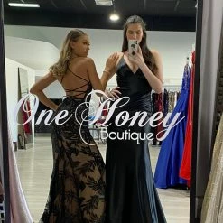 NEW ARRIVALS Honey Couture COCO Black Low Back Bum Ruching Mermaid Formal Dress