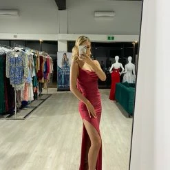 Honey Couture HARLOW Burgundy Cowl Neck Formal Dress NEW ARRIVALS