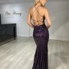 One Honey Boutique The ZOE Purple Sequin Mermaid Formal Gown NEW ARRIVALS