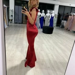 NEW ARRIVALS Honey Couture CHARLI Burgundy Bow Feature One Shoulder Mermaid Formal Dress 9 NEW ARRIVALS Honey Couture CHARLI Burgundy Bow Feature One Shoulder Mermaid Formal Dress