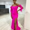NEW ARRIVALS Honey Couture BELLE Fuchsia Hot Pink Off Shoulder Mermaid Formal Dress