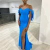 Honey Couture BELLE Cyan Green Blue Off Shoulder Mermaid Formal Dress NEW ARRIVALS