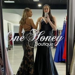 NEW ARRIVALS Honey Couture COCO Black Low Back Bum Ruching Mermaid Formal Dress