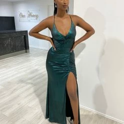 NEW ARRIVALS Honey Couture MARIBELLA Green Shimmer Lace Back Bum Ruching Formal Dress 14 NEW ARRIVALS Honey Couture MARIBELLA Green Shimmer Lace Back Bum Ruching Formal Dress