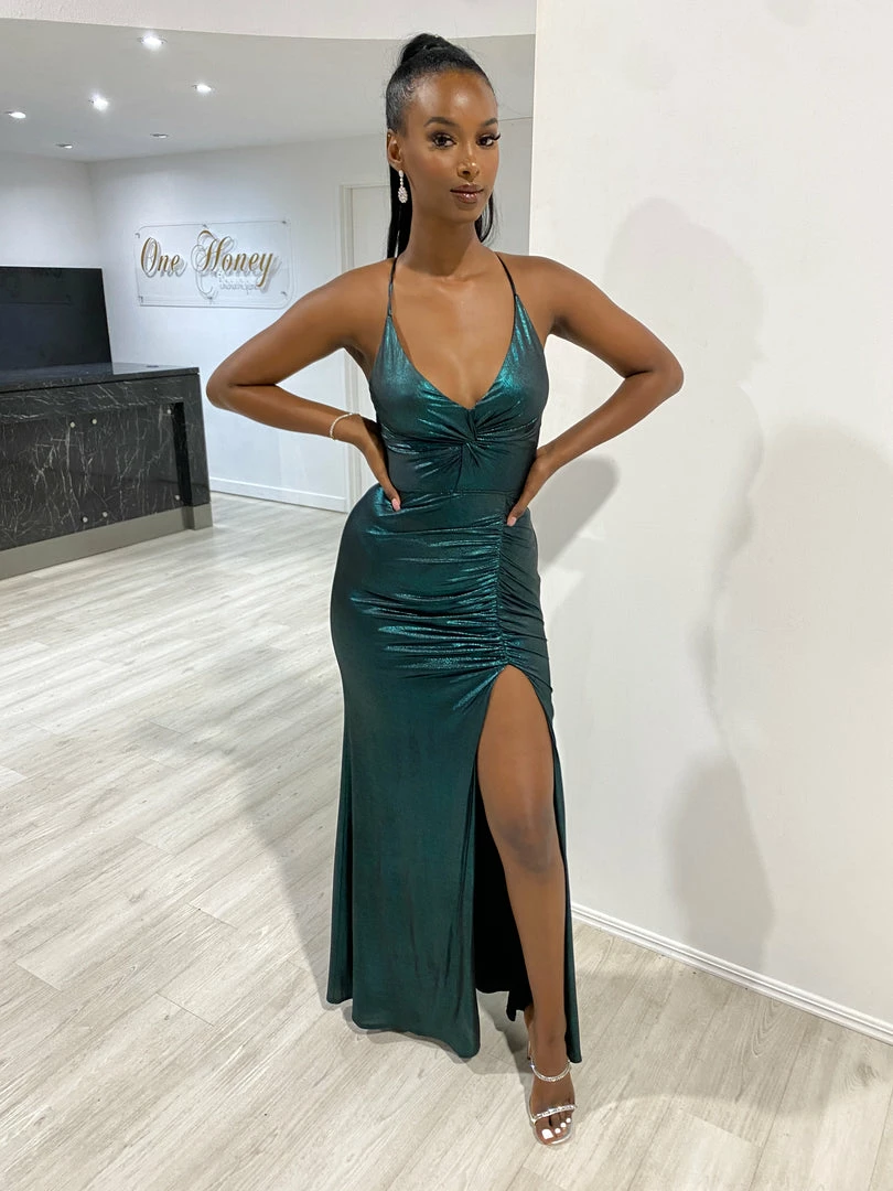 NEW ARRIVALS Honey Couture MARIBELLA Green Shimmer Lace Back Bum Ruching Formal Dress 6 NEW ARRIVALS Honey Couture MARIBELLA Green Shimmer Lace Back Bum Ruching Formal Dress