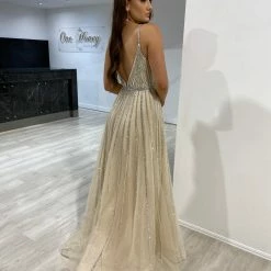 Honey Couture CHARLISE A Line Diamante Ballgown Formal Dress NEW ARRIVALS