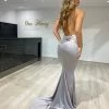 Honey Couture MILEE Silver Grey Low Back Mermaid Evening Gown Dress NEW ARRIVALS