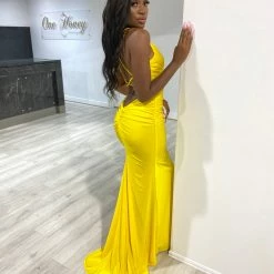 Honey Couture JAZ Neon Yellow Crystal Feature Mermaid Formal Gown NEW ARRIVALS 9 Honey Couture JAZ Neon Yellow Crystal Feature Mermaid Formal Gown NEW ARRIVALS