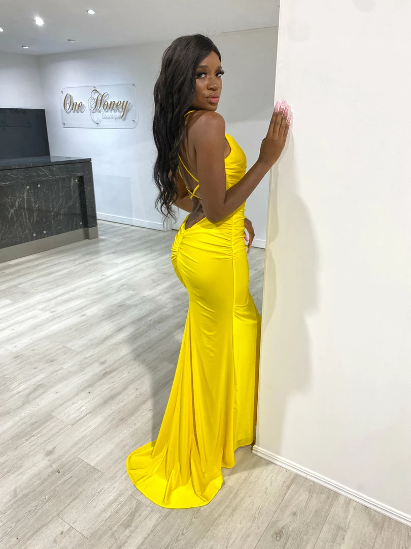 Honey Couture JAZ Neon Yellow Crystal Feature Mermaid Formal Gown NEW ARRIVALS 5 Honey Couture JAZ Neon Yellow Crystal Feature Mermaid Formal Gown NEW ARRIVALS