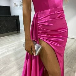 Honey Couture CECILA Fuchsia Hot Pink Diamante Bustier Formal Dress NEW ARRIVALS