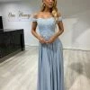 Honey Couture CARMEN Light Blue Lace Applique Chiffon Bridesmaid Formal Dress NEW ARRIVALS