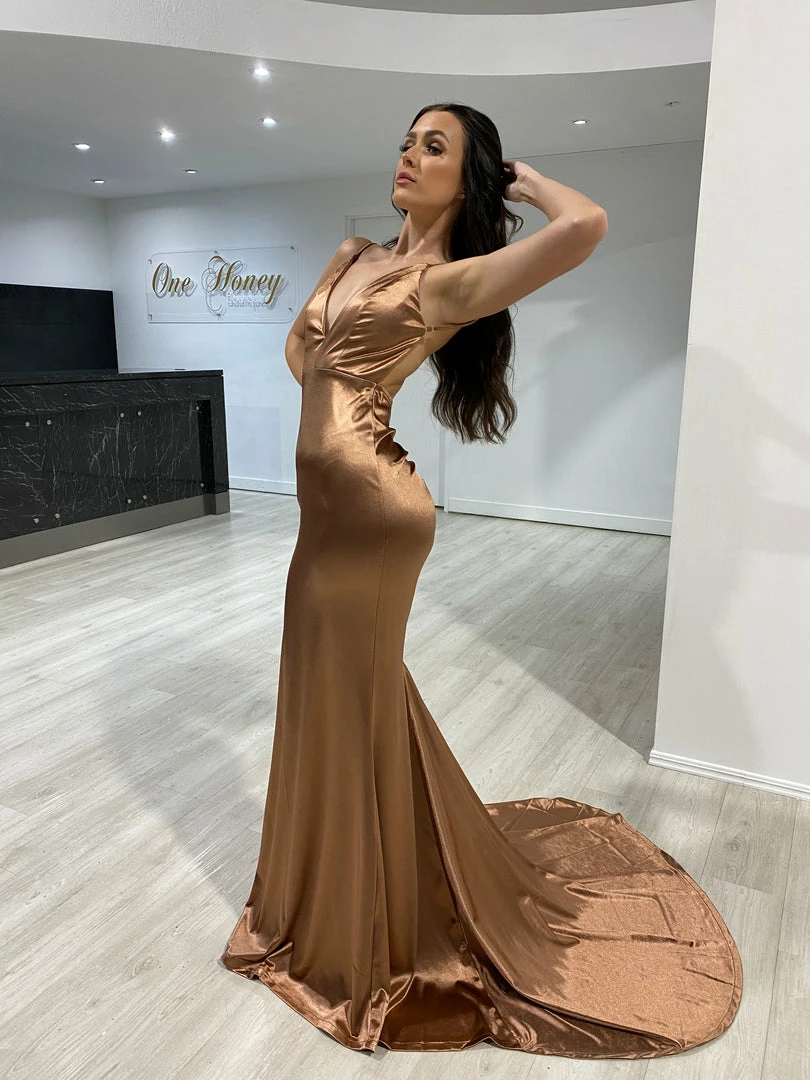 NEW ARRIVALS Honey Couture MILEE Copper Low Back Mermaid Formal Dress 4 NEW ARRIVALS Honey Couture MILEE Copper Low Back Mermaid Formal Dress