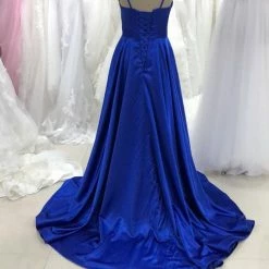 Honey Couture Made To Your Measurements Honey Couture TAHLIA Satin Full Skirt Formal Dress