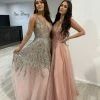Honey Couture VIANNE Blush Pink Glitter Tulle Formal Dress