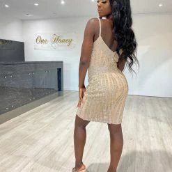 Honey Couture DIAMONDS Gold Sequin Mini Dress NEW ARRIVALS