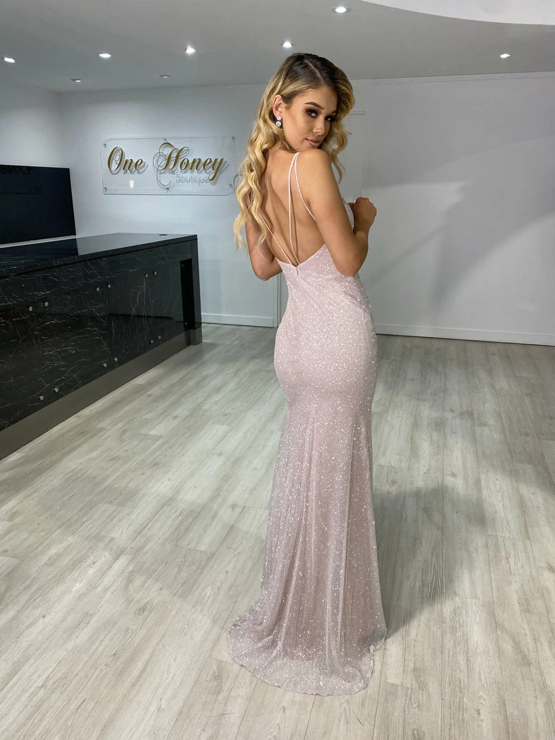 Honey Couture ODETTE Pink Shimmer Glitter Low Back Formal Gown Dress NEW ARRIVALS 3 Honey Couture ODETTE Pink Shimmer Glitter Low Back Formal Gown Dress NEW ARRIVALS