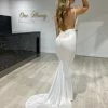 NEW ARRIVALS Honey Couture MILEE White Low Back Mermaid Evening Gown Dress W No Leg Split