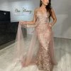 Honey Couture MADELINE Rose Gold Glitter Tulle Overlay Formal Gown Dress NEW ARRIVALS