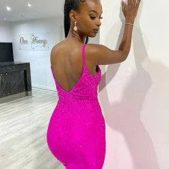 Honey Couture MARISE Fuchsia Hot Pink Diamante Feature Mermaid Formal Dress NEW ARRIVALS