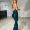 Honey Couture MATILDA Green & Blue Multi Sequin Mermaid Formal Dress