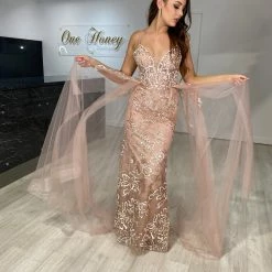 Honey Couture MADELINE Rose Gold Glitter Tulle Overlay Formal Gown Dress NEW ARRIVALS 9 Honey Couture MADELINE Rose Gold Glitter Tulle Overlay Formal Gown Dress NEW ARRIVALS