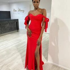 Honey Couture BELLE Red Off Shoulder Mermaid Formal Dress NEW ARRIVALS 10 Honey Couture BELLE Red Off Shoulder Mermaid Formal Dress NEW ARRIVALS