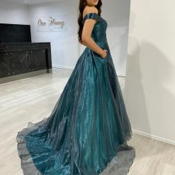 Honey Couture SARIA Emerald Green Shimmer Ballgown Formal Dress NEW ARRIVALS