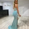NEW ARRIVALS Honey Couture ROXY Green Tie Up Corset Back Sequin Mermaid Evening Gown Dress
