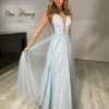 Honey Couture ANISA Baby Blue Tulle Lace Gown Formal Dress NEW ARRIVALS