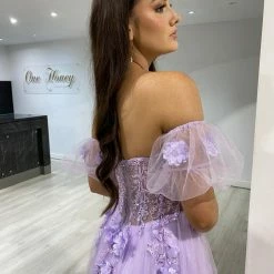 NEW ARRIVALS Honey Couture BLOOM Lilac Purple Bustier Lace Applique Tulle Formal Dress