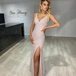 Honey Couture ODETTE Pink Shimmer Glitter Low Back Formal Gown Dress NEW ARRIVALS 13 Honey Couture ODETTE Pink Shimmer Glitter Low Back Formal Gown Dress NEW ARRIVALS
