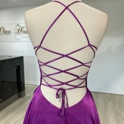 Honey Couture Made To Your Measurements NEW ARRIVALS Honey Couture LUCINDA Lace Up Back Satin A Line Formal Dress