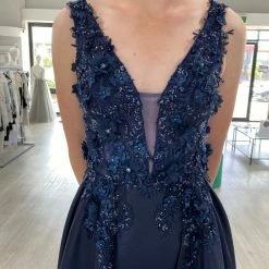 Honey Couture Made To Your Measurements NEW ARRIVALS Honey Couture GENESIS 3D Flowers Tulle Bust A Line Formal Gown Dress